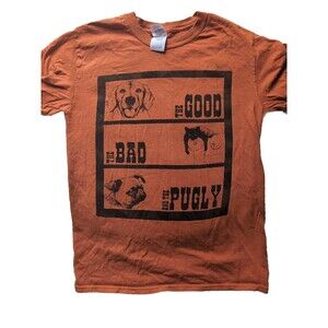 Gildan Men's Small "The Good, The Bad, The Pugly" Orange Short Sleeve T Shirt